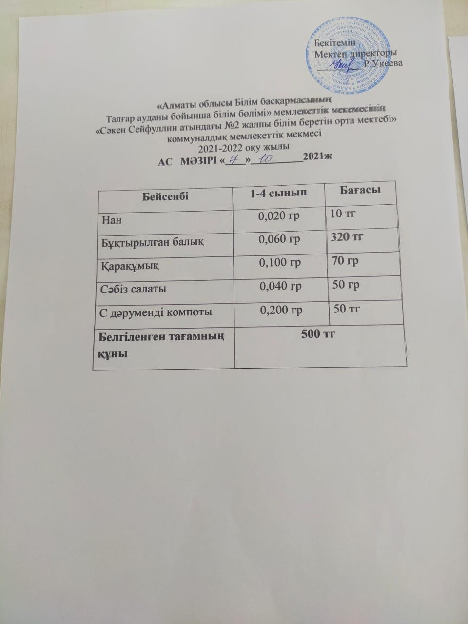 Ас мәзірі 04.10